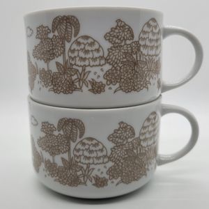 MCM Mugs Tropical Floral Palm Bali Toscany Oven Dishwasher Japan Fine China Pair